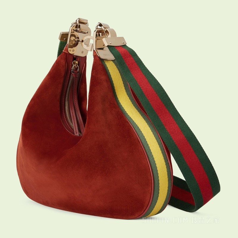 Gucci Attache系列大号肩背包 深红色绒面材质