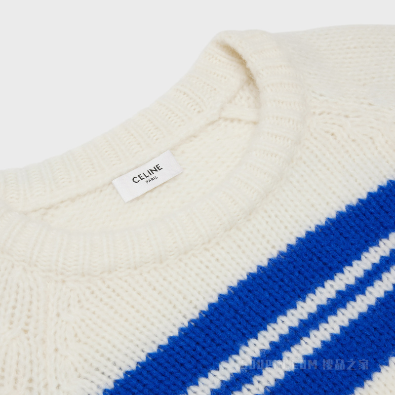 罗纹桑蚕丝和山羊绒圆领套头衫 24026