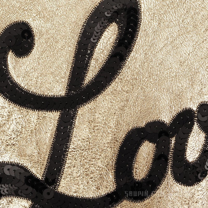 金属质感皮革夹克 铂金色