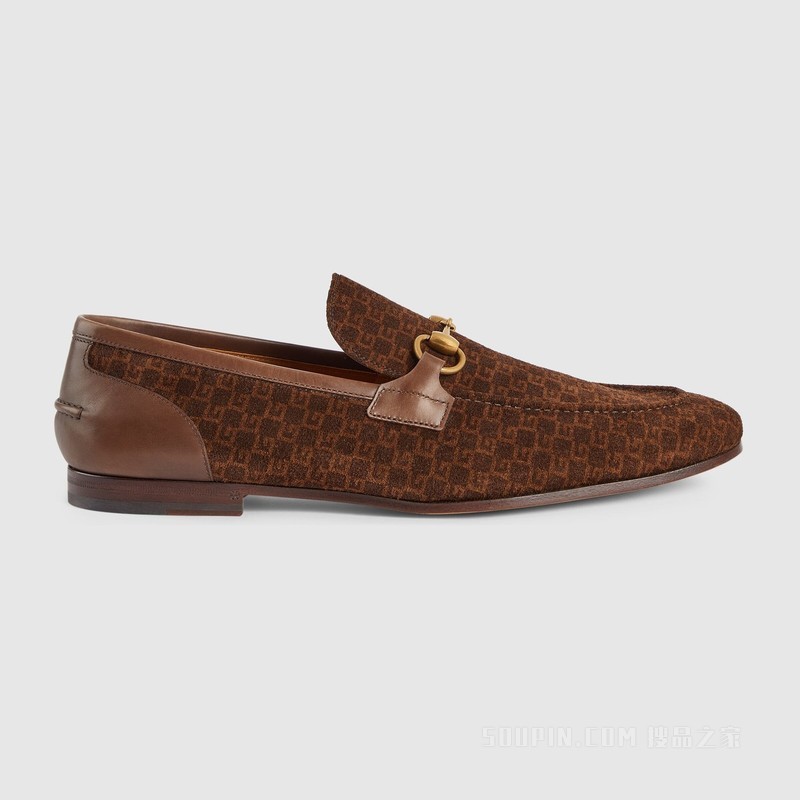 Gucci Jordaan系列男士乐福鞋 深棕色绒面材质