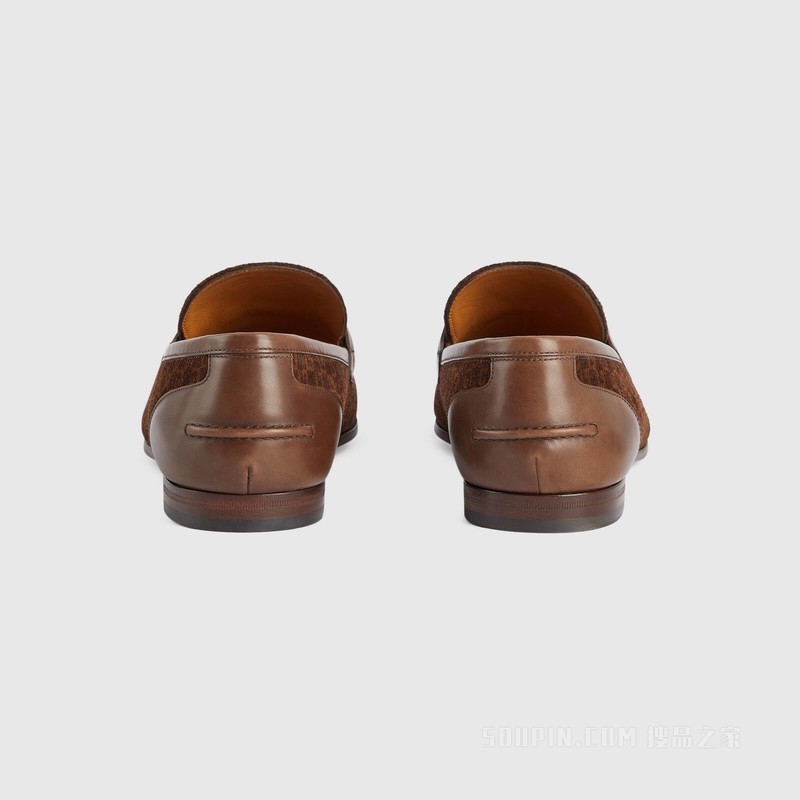 Gucci Jordaan系列男士乐福鞋 深棕色绒面材质