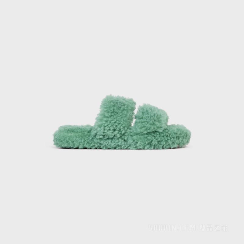 FUR SLIDES TRIOMPHE羊毛革露趾拖鞋 24476