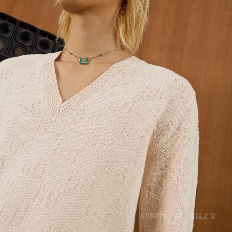 GG羊毛提花卫衣 象牙白