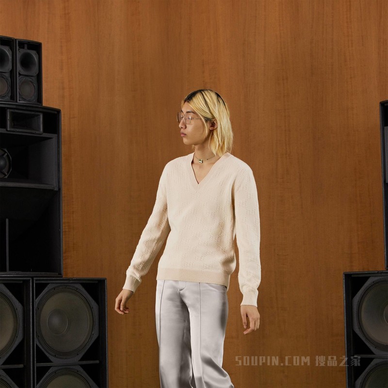 GG羊毛提花卫衣 象牙白