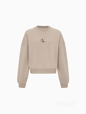 Calvin Klein 22秋冬新款女士时尚交叠LOGO宽松圆领套头卫衣J220931
