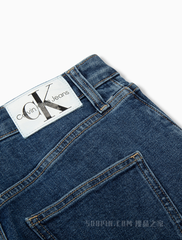 【复刻90系列】Calvin Klein 22秋冬女LOGO织标弹力宽松牛仔裤J220081