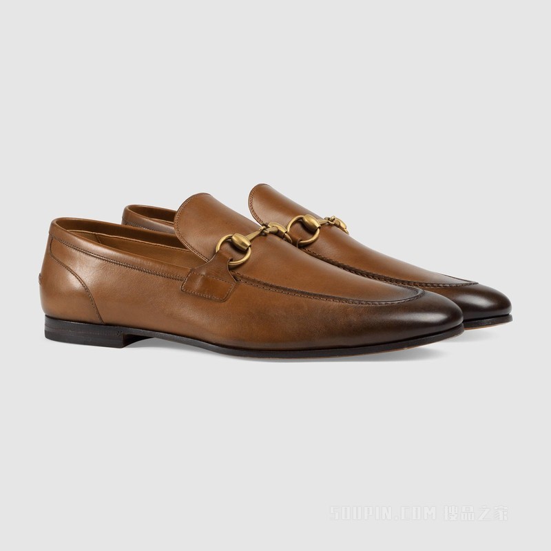 Gucci Jordaan系列皮革乐福鞋 棕色皮革
