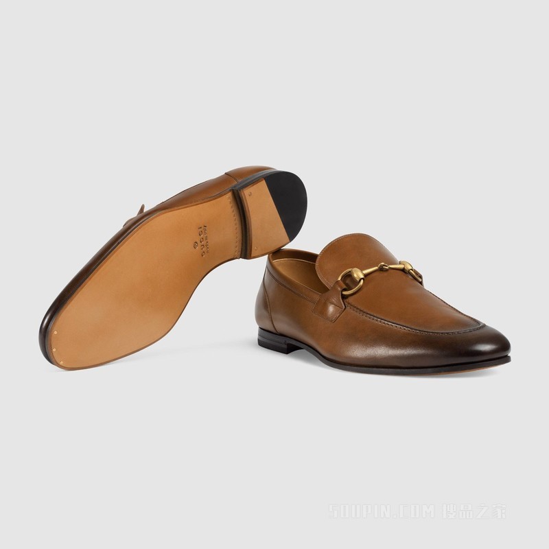 Gucci Jordaan系列皮革乐福鞋 棕色皮革