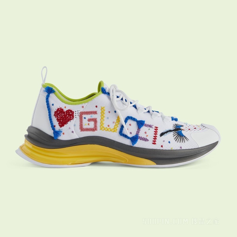 Gucci Lovelight系列Gucci Run运动鞋 白色织物