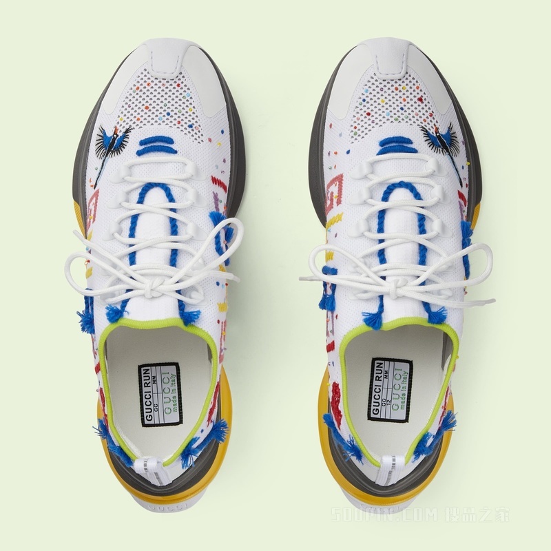 Gucci Lovelight系列Gucci Run运动鞋 白色织物
