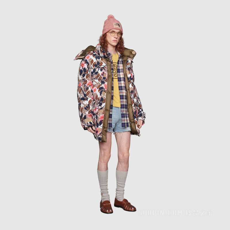 The North Face x Gucci联名系列环保牛仔短裤 浅蓝色