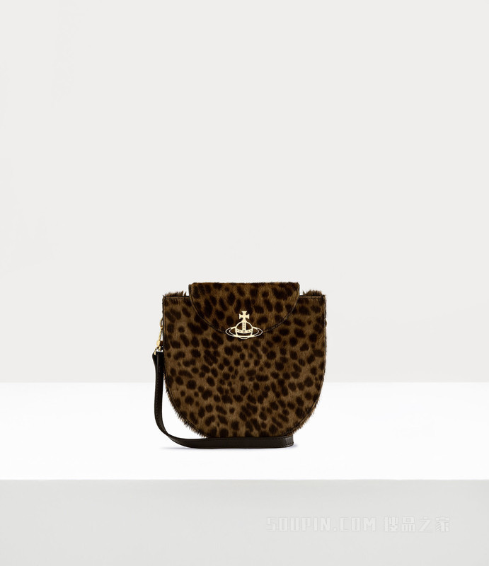 Leopard Half Moon Saddle Crossbody Bag