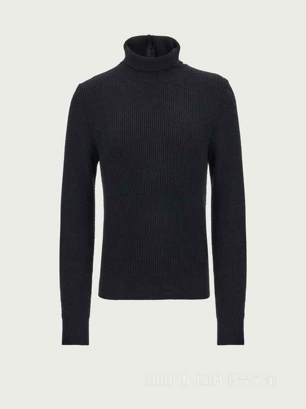 半高领连帽毛衣