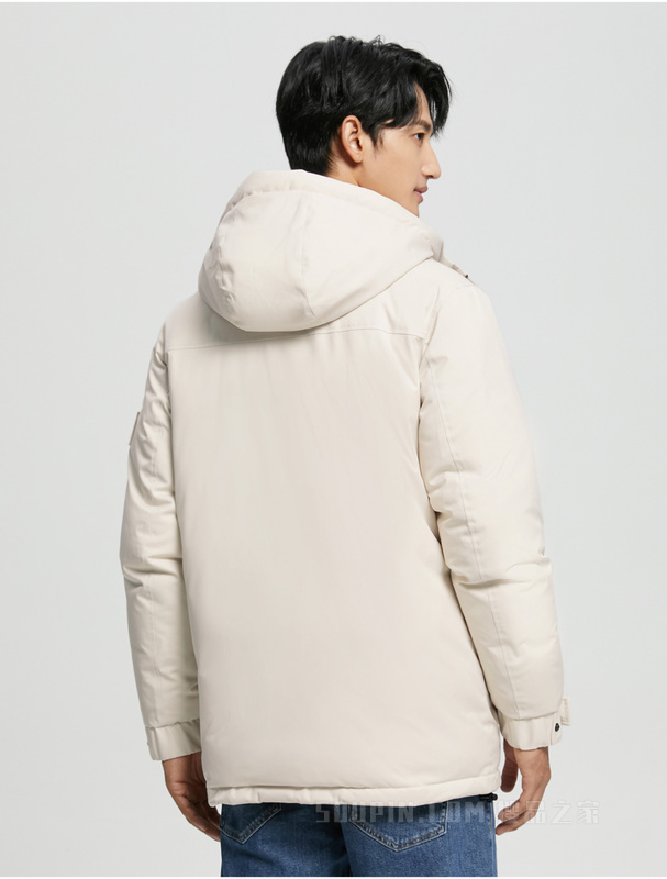 Calvin Klein 22秋冬男士休闲抽绳连帽LOGO贴片鸭绒保暖羽绒服J323236