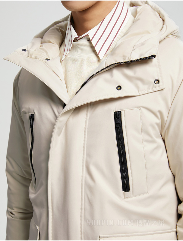 Calvin Klein 22秋冬男士休闲抽绳连帽LOGO贴片鸭绒保暖羽绒服J323236