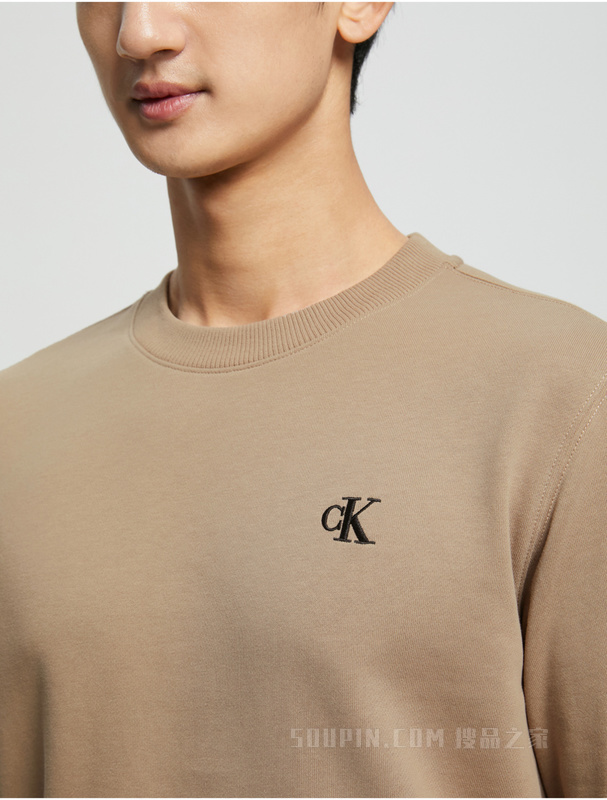 Calvin Klein 22秋冬男士时尚醒目分割印花纯棉圆领套头卫衣J323239