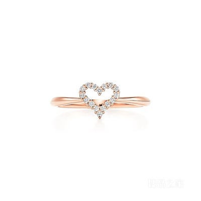 18K 玫瑰金镶钻超迷你 Heart 戒指。