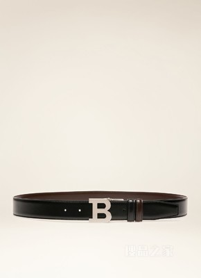 B Buckle 35 毫米黑色拼棕色皮革腰带