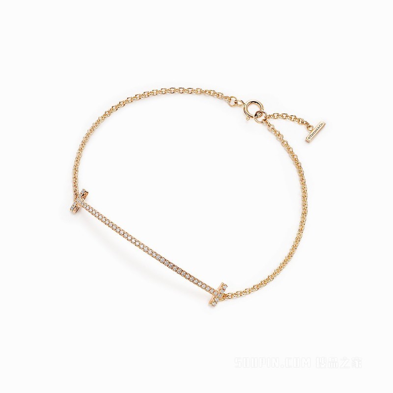 Tiffany T 系列 18K 黄金镶钻 Smile 手链