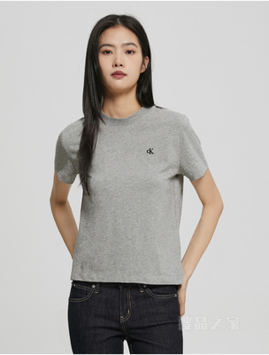【简约系列】Calvin Klein 22秋冬男女情侣中性刺绣纯棉短袖T恤40WH105