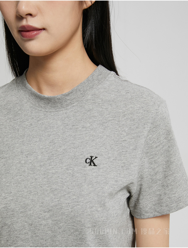 【简约系列】Calvin Klein 22秋冬男女情侣中性刺绣纯棉短袖T恤40WH105
