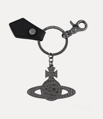 Saffiano Hammered Orb Gunmetal Keyring