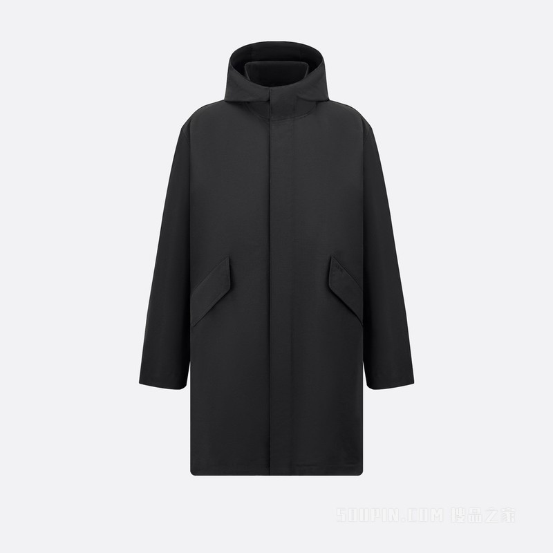 轻盈派克大衣 黑色棉质混纺科技面料“Christian Dior COUTURE”标志