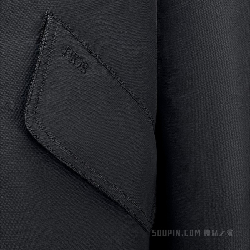 轻盈派克大衣 黑色棉质混纺科技面料“Christian Dior COUTURE”标志