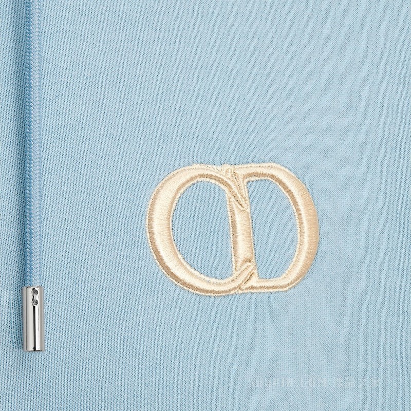 连帽运动衫 淡蓝色棉质起绒面料“CD Icon”标志