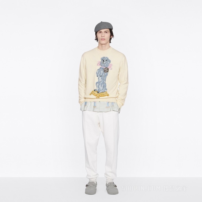 针织衫 米白色山羊绒提花面料 Bobby 图案