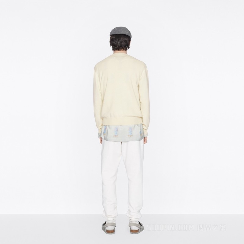 针织衫 米白色山羊绒提花面料 Bobby 图案
