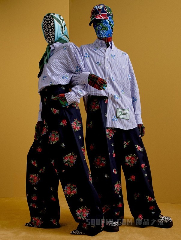 22新款秋男女纯棉印花刺绣廓形宽松休闲裤36975