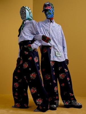 22新款秋男女纯棉印花刺绣廓形宽松休闲裤36975