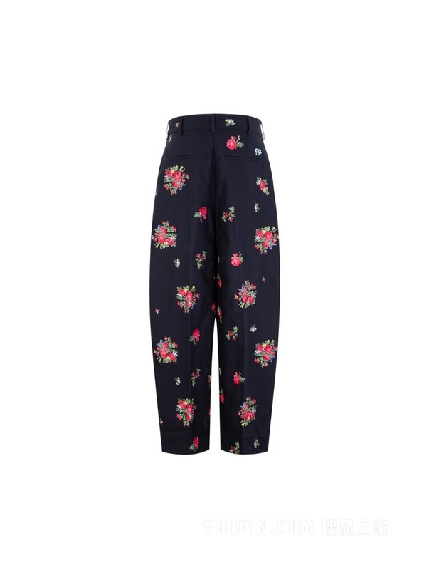 22新款秋男女纯棉印花刺绣廓形宽松休闲裤36975