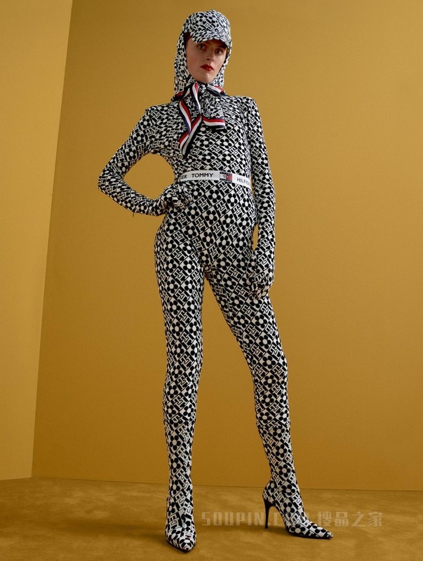 22新款秋女装绒面印花松紧腰打底针织长裤36973