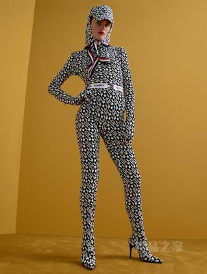 22新款秋女装绒面印花松紧腰打底针织长裤36973