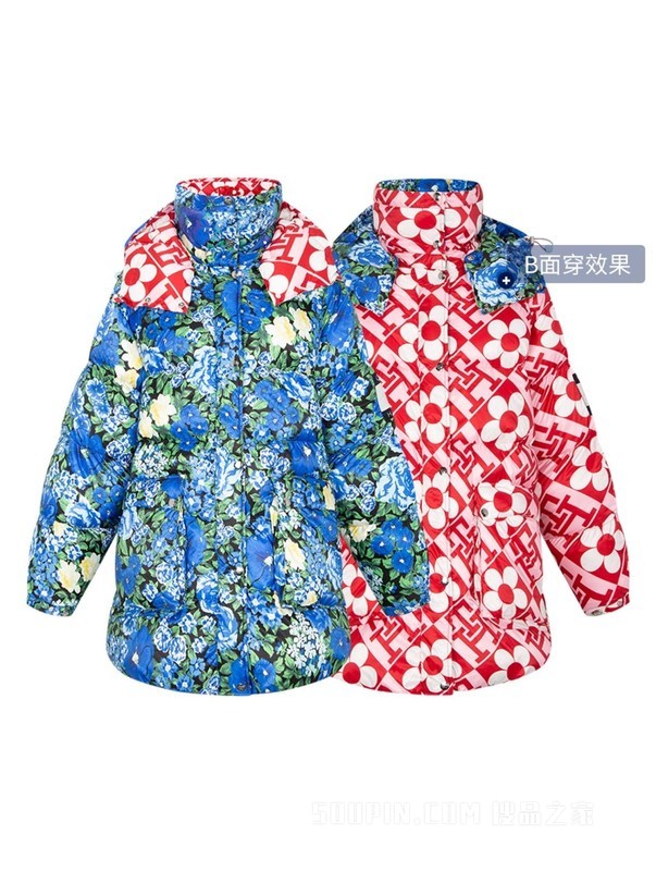 22新款秋冬男女双面穿中长宽松铺棉外套36967