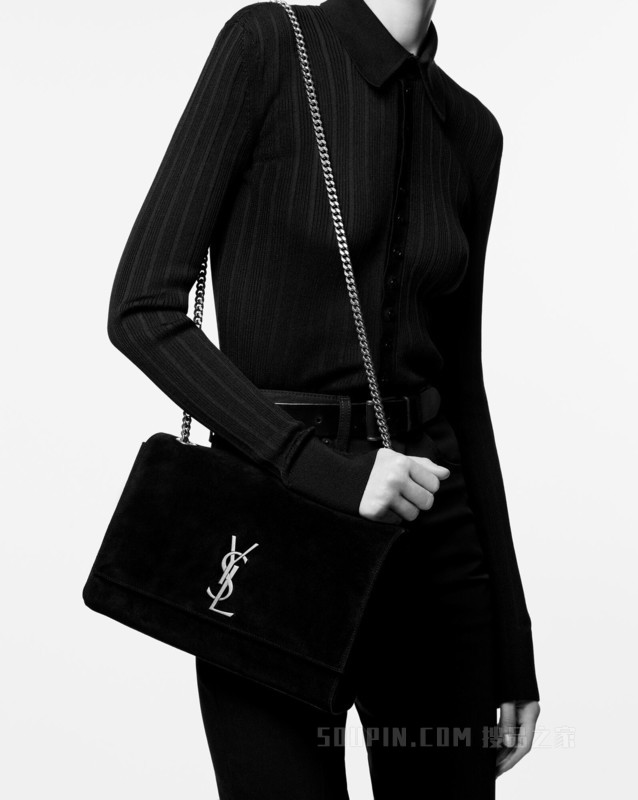 KATE亮面皮革和绒面材质中号柔软/双面链条包