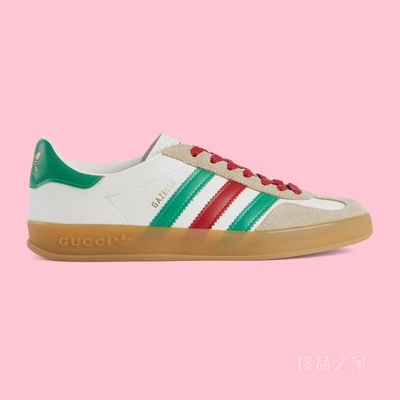 adidas x Gucci联名系列女士Gazelle运动鞋 白色皮革