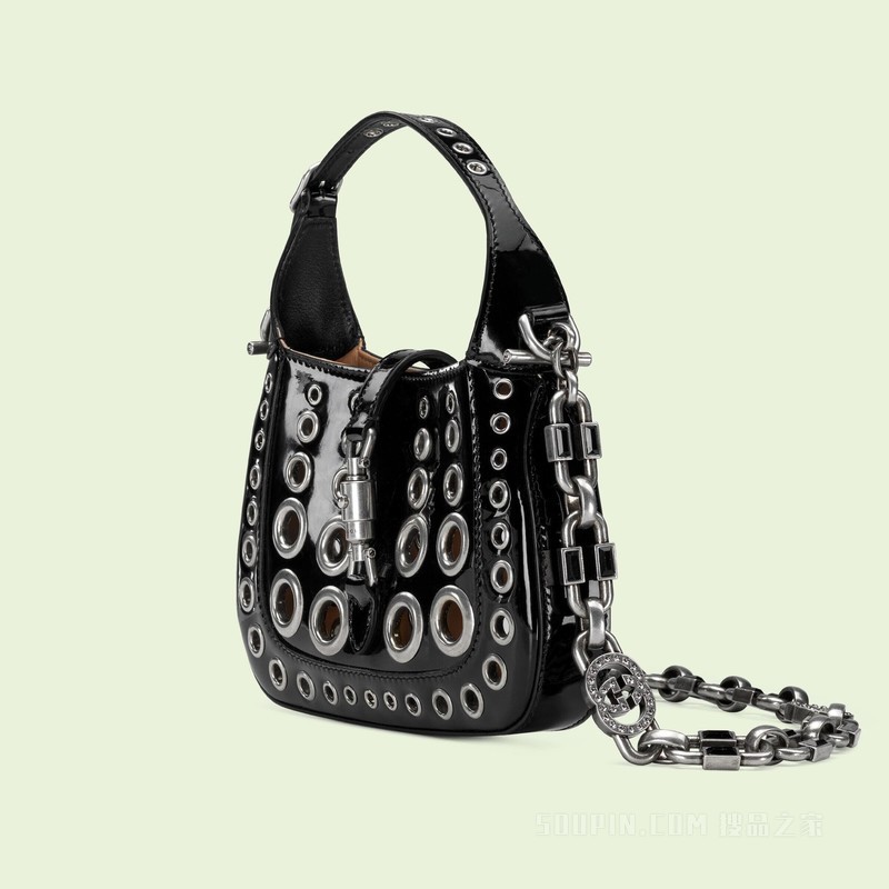 Jackie 1961系列迷你肩背包 黑色漆皮