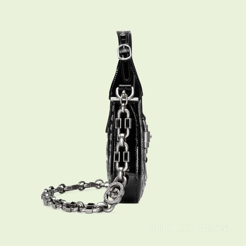 Jackie 1961系列迷你肩背包 黑色漆皮