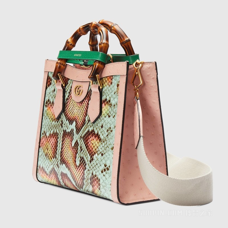 中国专享Gucci Diana竹节小号托特包 浅绿色蟒蛇皮