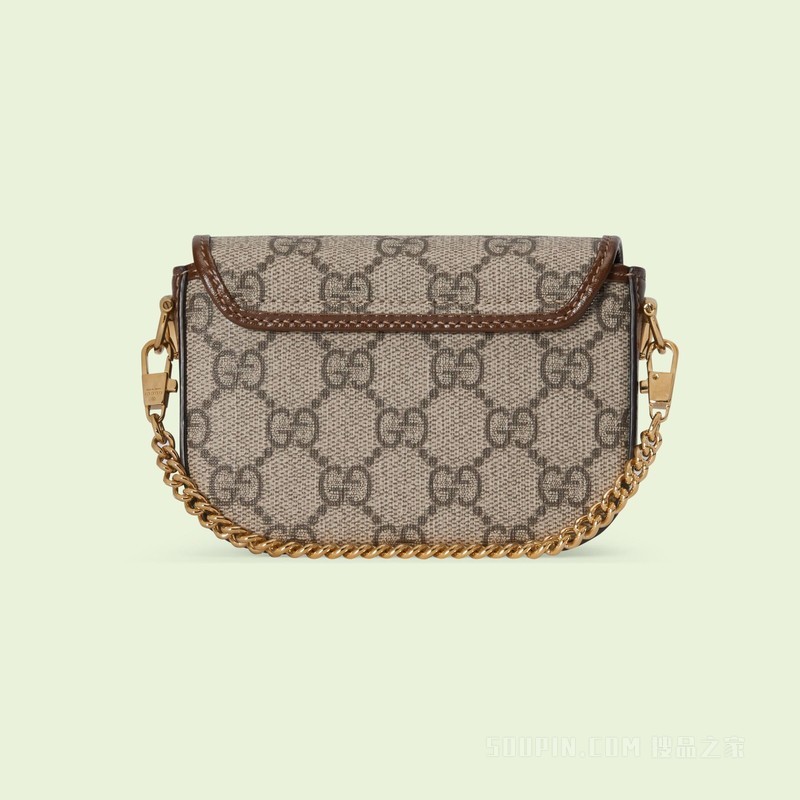 Gucci Horsebit 1955系列肩带钱包 米色和乌木色Supreme帆布