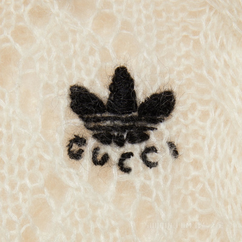 adidas x Gucci联名系列马海毛针织Polo衫 象牙白色