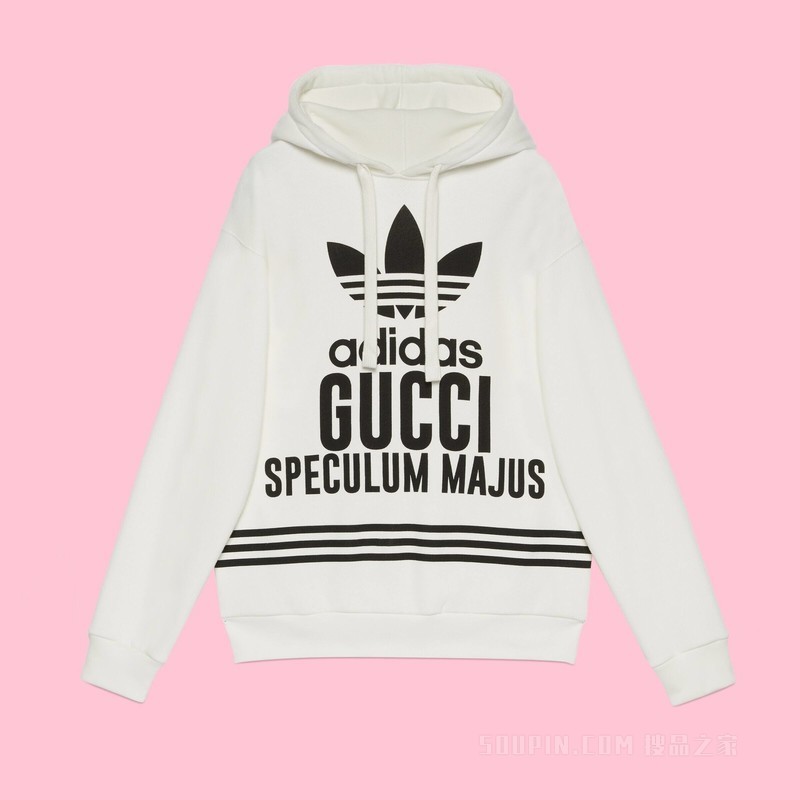 adidas x Gucci联名系列兜帽棉质卫衣 白色