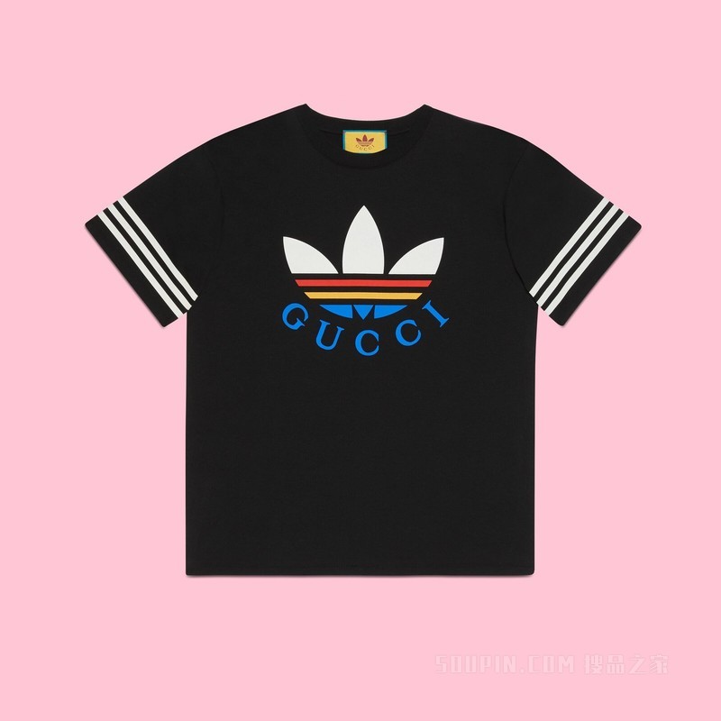 adidas x Gucci联名系列棉质T恤 黑色