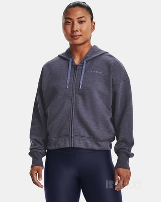 女士UA Essential Script抓绒全拉链运动上衣