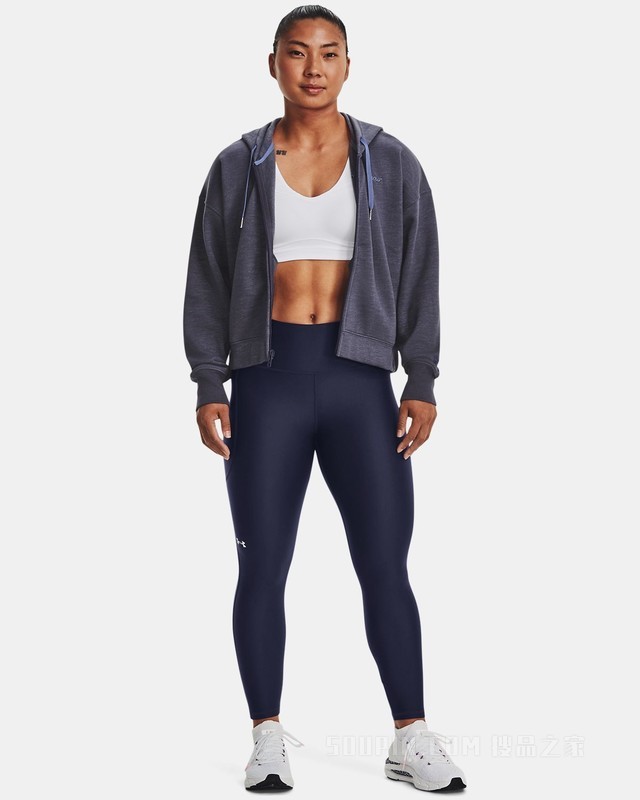 女士UA Essential Script抓绒全拉链运动上衣