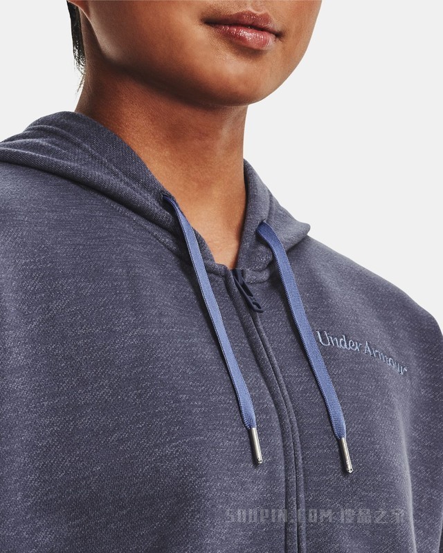 女士UA Essential Script抓绒全拉链运动上衣