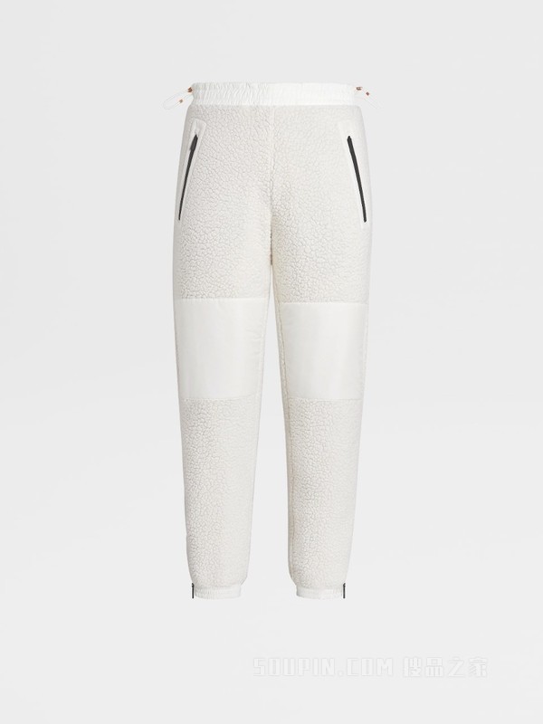 白色羊毛及高科技面料填充慢跑裤